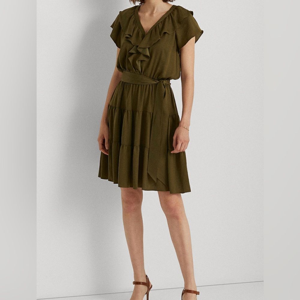 Lauren Ralph Lauren Belted Satin Dress NWT Size 10
